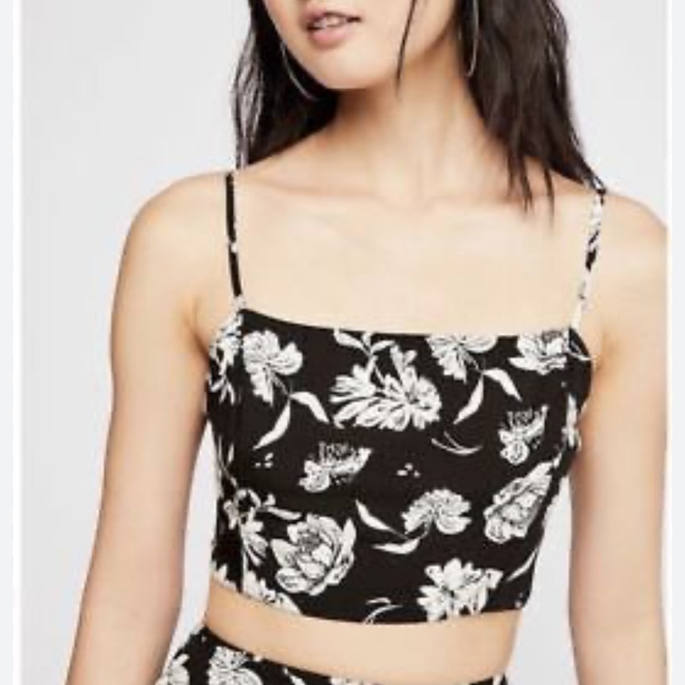 Free People I've Got a Feeling Crop Top‎ Black White Medium